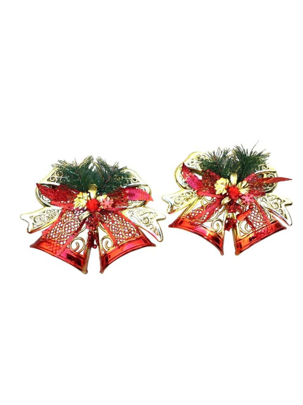 SET OF 2- 6" GOLD BELLS CHRISTMAS TREE ORNAMENTS